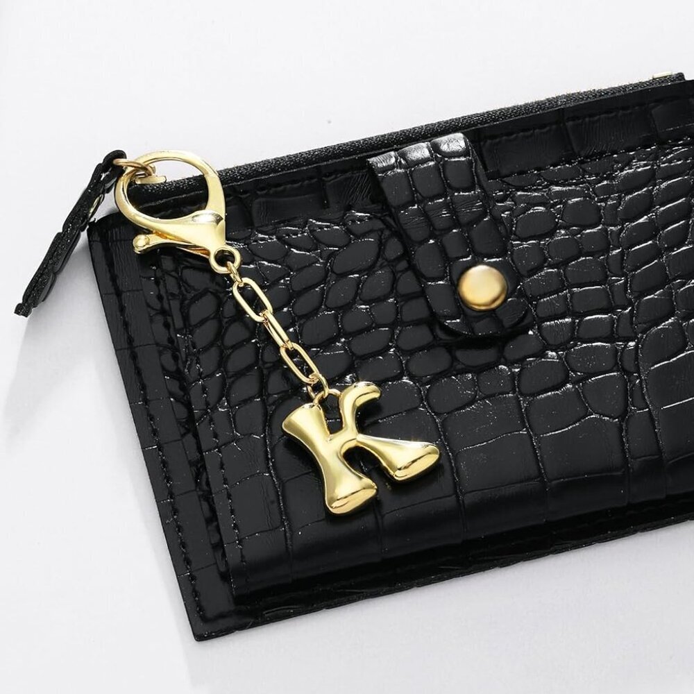 Gold Bubble Initial Keychain Charm For Women Bag … - image 4